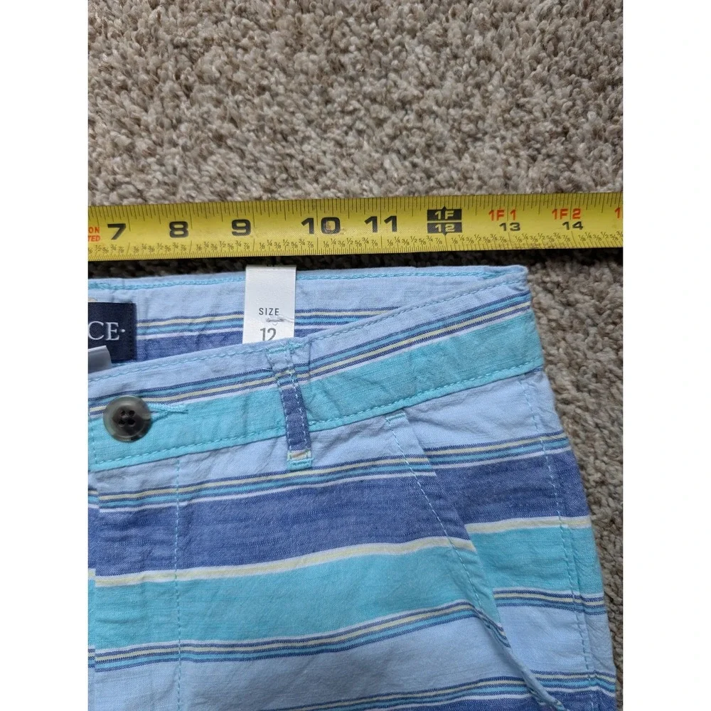 NWT Childrens Place Chino Shorts Boys 12 Blue New Striped Aegean Sea 3007315